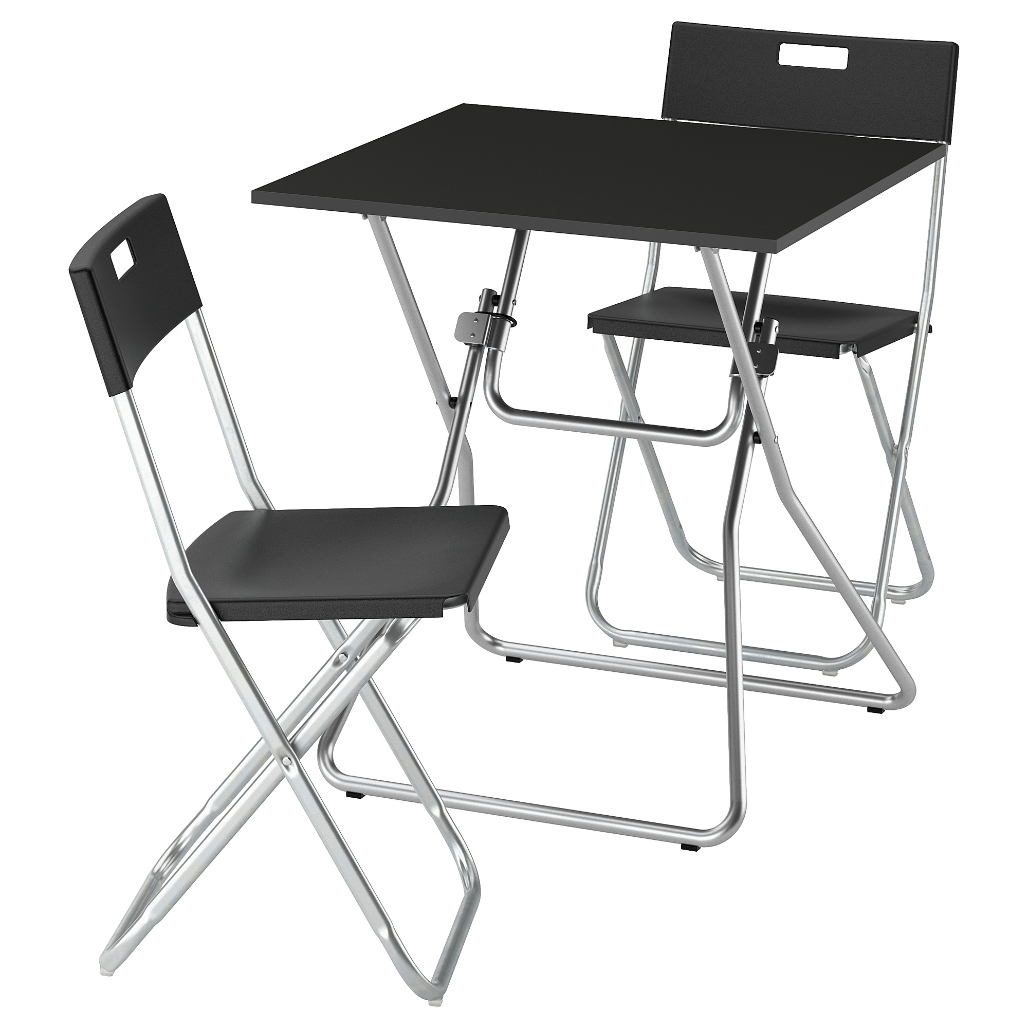 GUNDE/GUNDE table and 2 folding chairs