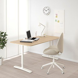 BEKANT - 書桌/工作桌, 實木貼皮, 染白橡木/黑色 | IKEA 線上購物 - PE740536_S3