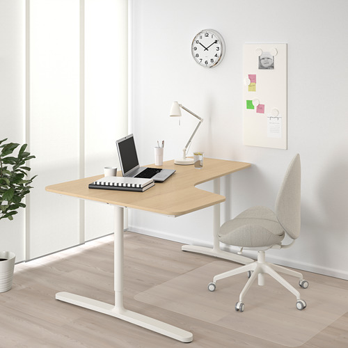 BEKANT - corner desk left, white stained oak veneer/white | IKEA Taiwan Online - PE722212_S4