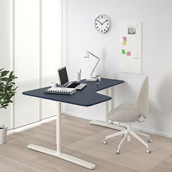 BEKANT - 轉角書桌/工作桌 左側, 油氈 藍色/黑色 | IKEA 線上購物 - PE740542_S3