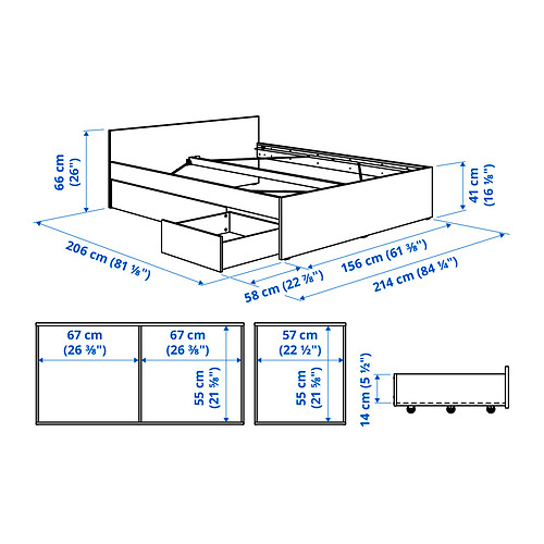 VIHALS bed frame with 2 storage boxes