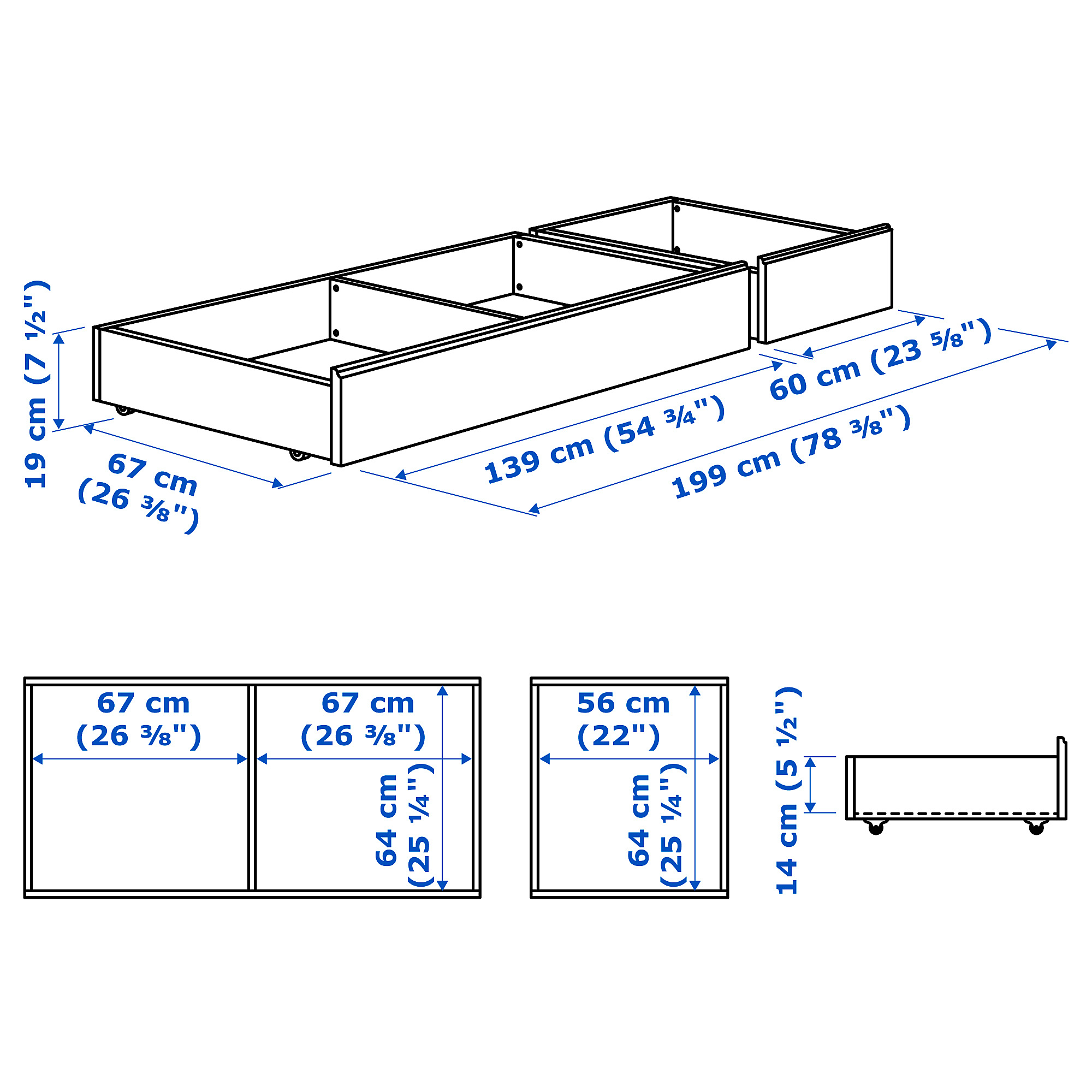 SONGESAND bed storage box, set of 2