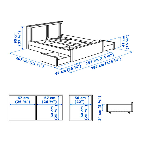 SONGESAND - 雙人床框, 白色, 附LÖNSET床底板條/4件收納盒 | IKEA 線上購物 - PE747537_S4