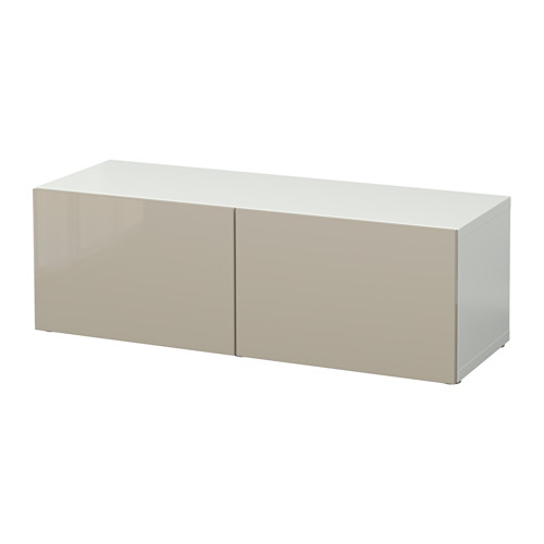 BESTÅ - 層架組附門板, 白色/Selsviken 高亮面/米色 | IKEA 線上購物 - PE537140_S4