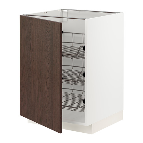 METOD base cabinet with wire baskets