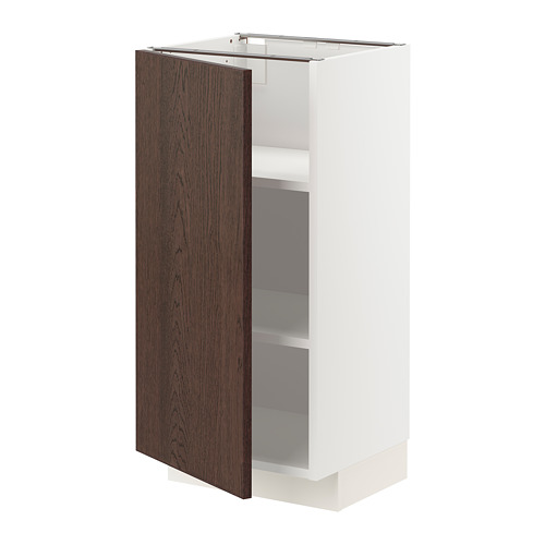 METOD - base cabinet with shelves, white/Sinarp brown | IKEA Taiwan Online - PE802294_S4