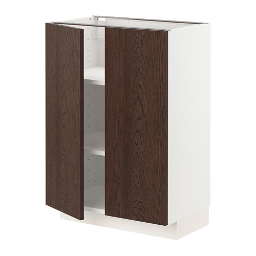 METOD - base cabinet with shelves/2 doors, white/Sinarp brown | IKEA Taiwan Online - PE802299_S4