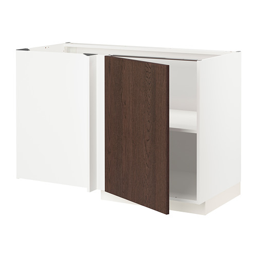 METOD - corner base cabinet with shelf, white/Sinarp brown | IKEA Taiwan Online - PE802453_S4