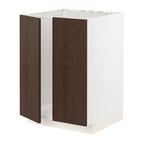 METOD - base cabinet for sink + 2 doors, white/Sinarp brown | IKEA Taiwan Online - PE802323_S4