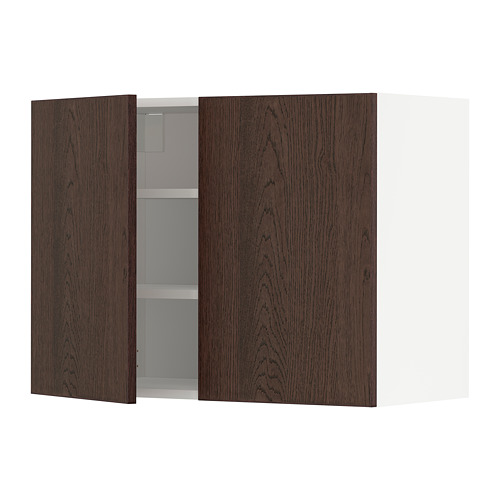 METOD - wall cabinet with shelves/2 doors, white/Sinarp brown | IKEA Taiwan Online - PE802466_S4