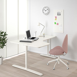 BEKANT - corner desk-left, white stained oak veneer/black | IKEA Taiwan Online - PE740551_S3