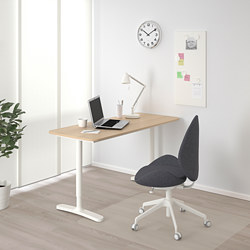 BEKANT - 書桌/工作桌, 實木貼皮, 染白橡木/黑色 | IKEA 線上購物 - PE740517_S3