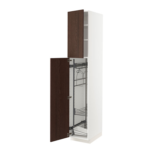 METOD - high cabinet with cleaning interior, white/Sinarp brown | IKEA Taiwan Online - PE802306_S4