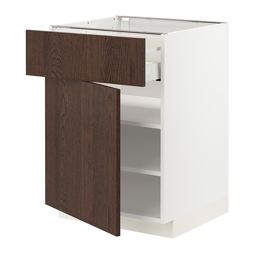 METOD/MAXIMERA - base cabinet with drawer/door, white/Sinarp brown | IKEA Taiwan Online - PE802427_S4