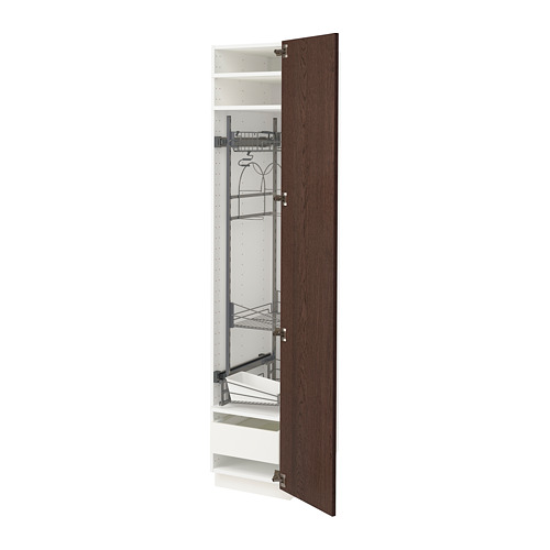 METOD/MAXIMERA - high cabinet with cleaning interior, white/Sinarp brown | IKEA Taiwan Online - PE802409_S4