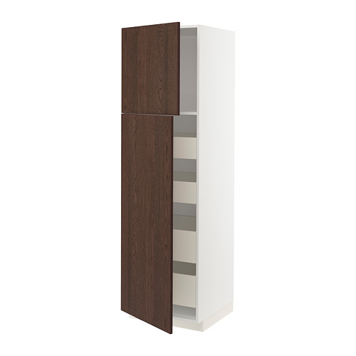 METOD/MAXIMERA - 雙門高櫃附4抽屜, 白色/Sinarp 棕色 | IKEA 線上購物 - PE802366_S4
