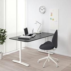 BEKANT - 書桌/工作桌, 油氈 藍色/黑色 | IKEA 線上購物 - PE740531_S3