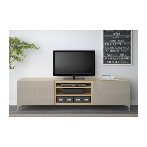 BESTÅ - TV bench with drawers, white stained oak effect/Selsviken high-gloss/beige | IKEA Taiwan Online - PE536896_S4