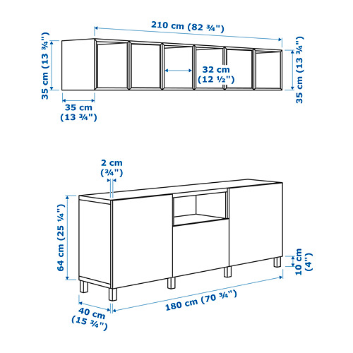 BESTÅ/EKET - cabinet combination for TV, white/light green/oak veneer | IKEA Taiwan Online - PE659534_S4
