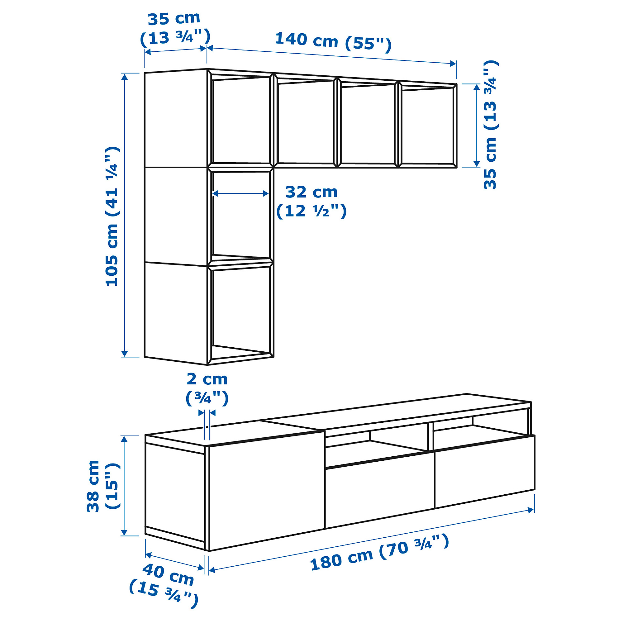 BESTÅ/EKET cabinet combination for TV