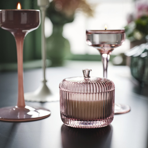 SNÖSISKA scented candle/glass w lid/2 wicks