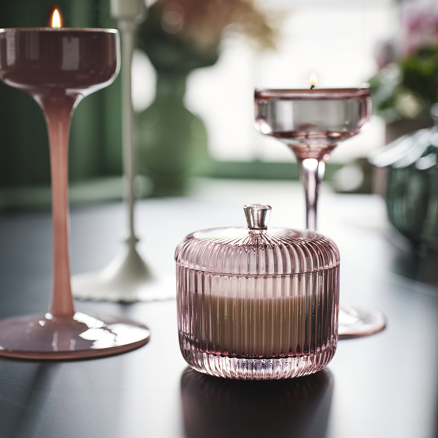 SNÖSISKA scented candle/glass w lid/2 wicks