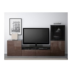 BESTÅ - 電視收納組合/玻璃門板, 黑棕色/Selsviken 高亮面/棕色/透明玻璃 | IKEA 線上購物 - PE705972_S3