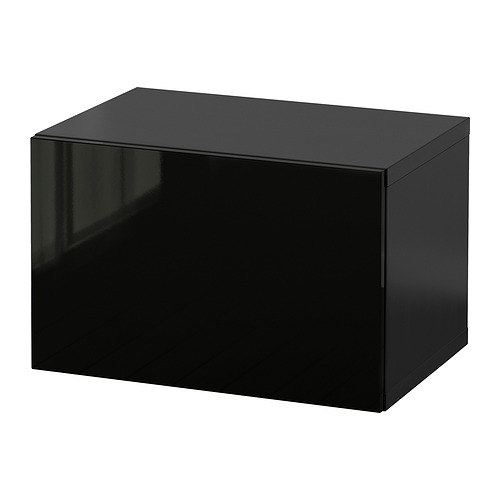 BESTÅ - wall-mounted cabinet combination, black-brown/Selsviken high-gloss/black | IKEA Taiwan Online - PE847246_S4