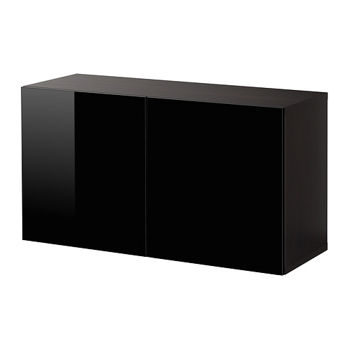 BESTÅ - wall-mounted cabinet combination, black-brown/Selsviken black | IKEA Taiwan Online - PE847267_S4