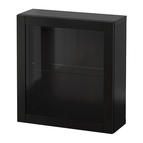 BESTÅ - wall-mounted cabinet combination, black-brown/Sindvik black-brown clear glass | IKEA Taiwan Online - PE847282_S4