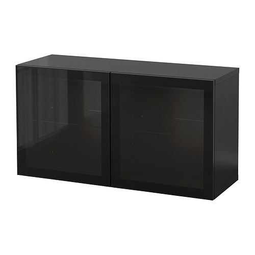 BESTÅ - wall-mounted cabinet combination, black-brown Glassvik/black clear glass | IKEA Taiwan Online - PE847375_S4