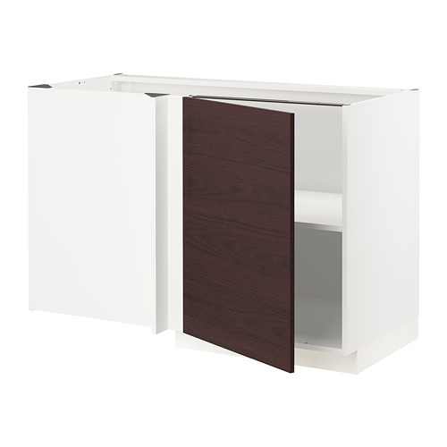 METOD - corner base cabinet with shelf, white Askersund/dark brown ash effect | IKEA Taiwan Online - PE780462_S4