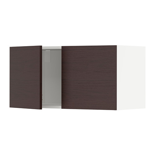 METOD - wall cabinet with 2 doors, white Askersund/dark brown ash effect | IKEA Taiwan Online - PE780480_S4