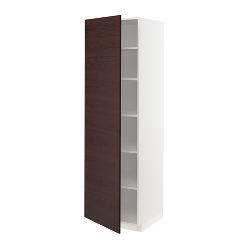 METOD - high cabinet with shelves, white Askersund/dark brown ash effect | IKEA Taiwan Online - PE780511_S4