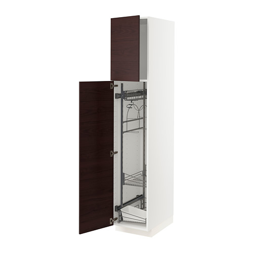 METOD - high cabinet with cleaning interior, white Askersund/dark brown ash effect | IKEA Taiwan Online - PE780528_S4
