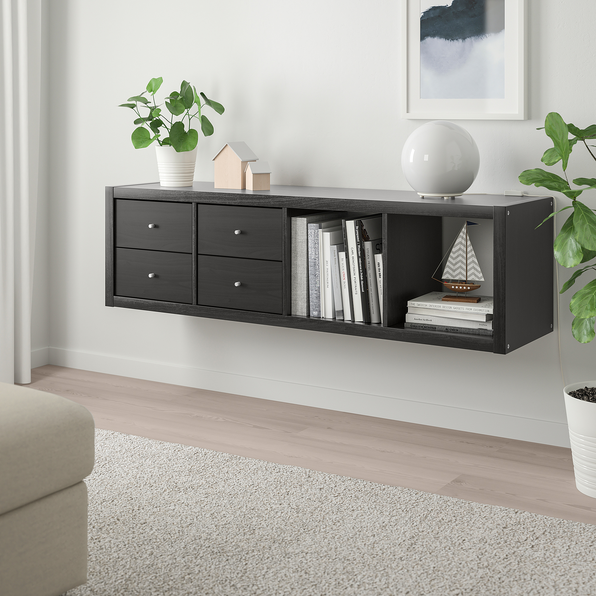 KALLAX shelving unit with 2 inserts