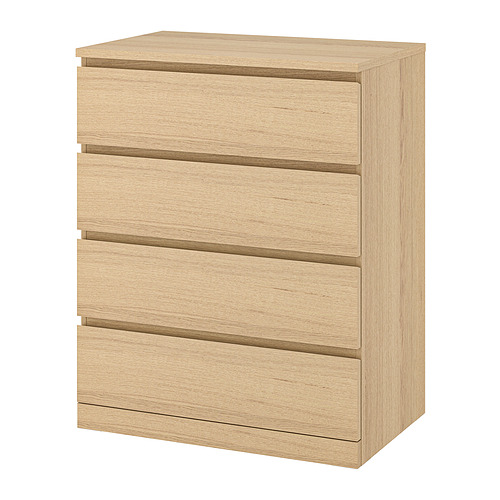 MALM - 抽屜櫃/4抽, 實木貼皮, 染白橡木 | IKEA 線上購物 - PE886002_S4