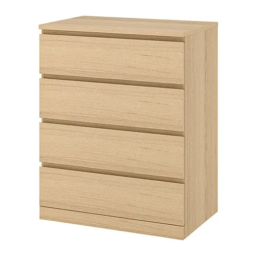 MALM - 抽屜櫃/4抽, 實木貼皮, 染白橡木 | IKEA 線上購物 - PE886002_S4