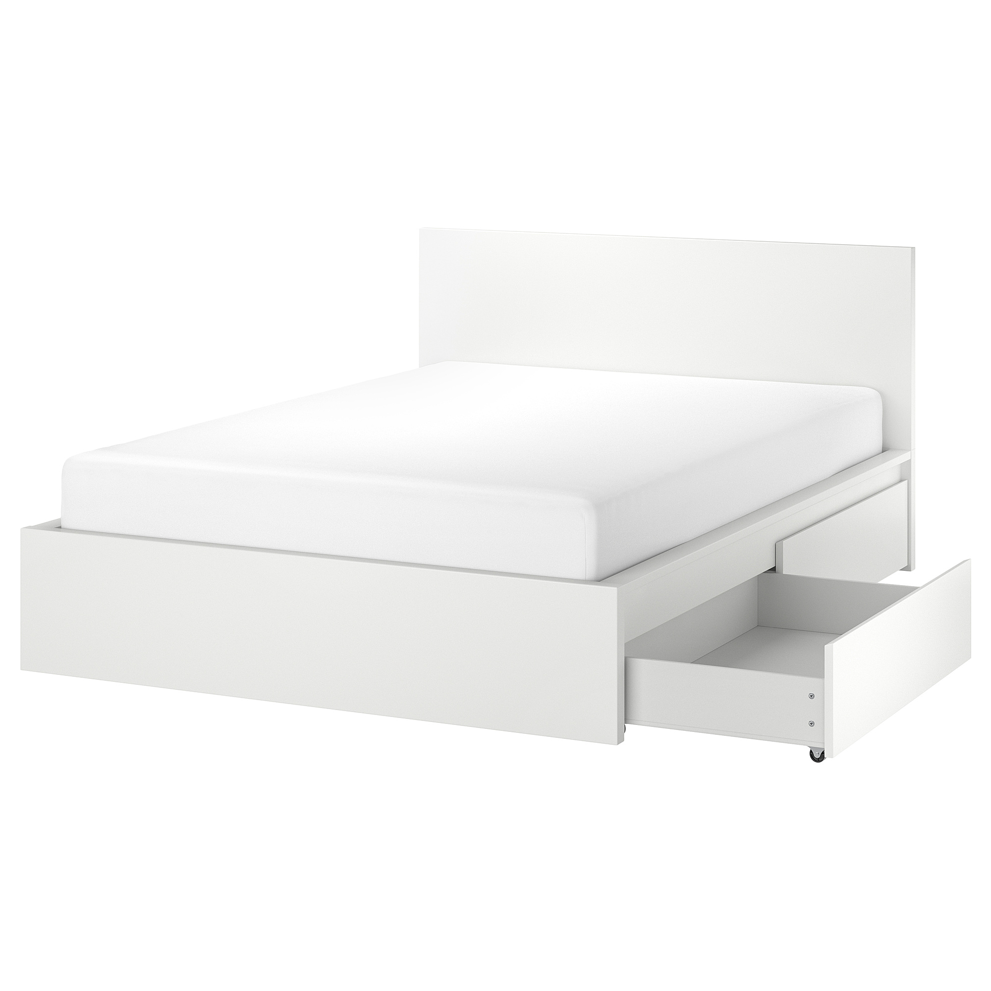 MALM bed frame, high, w 2 storage boxes