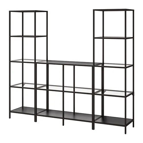 VITTSJÖ - storage combination, black-brown/glass, 202x36x175 cm | IKEA Taiwan Online - PE747946_S4