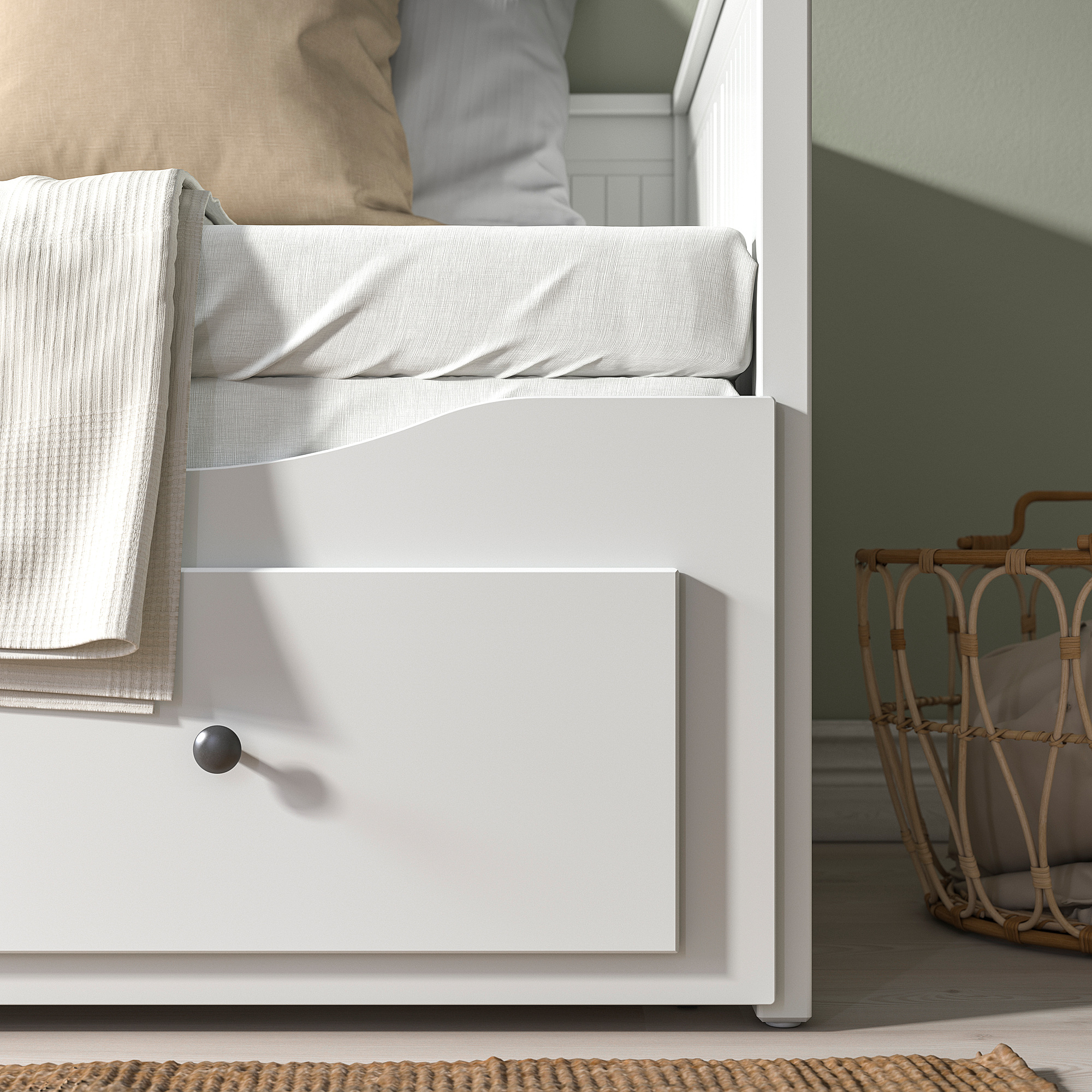 HEMNES 坐臥兩用床/3床底收納盒/2床墊