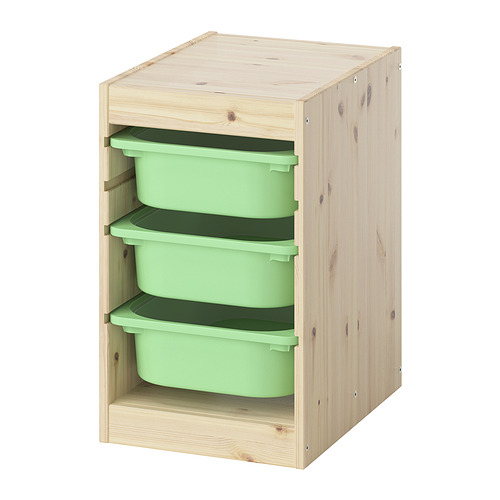 TROFAST - storage combination with boxes, light white stained pine/light green, 32x44x53 cm | IKEA Taiwan Online - PE952677_S4