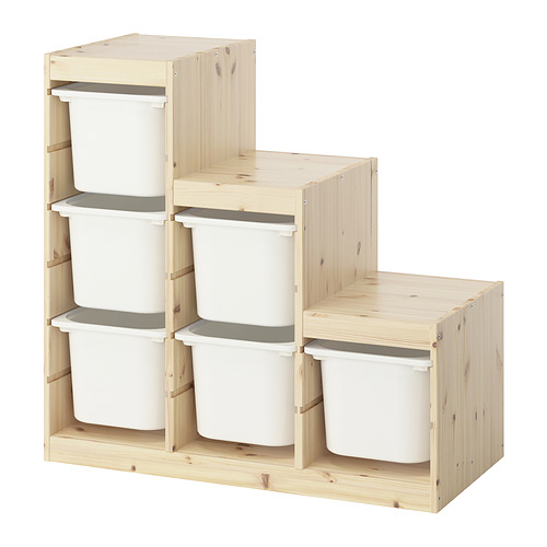 TROFAST - storage combination with boxes, light white stained pine/white, 94x44x91 cm | IKEA Taiwan Online - PE952808_S4
