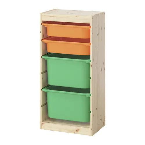TROFAST - storage combination with boxes, light white stained pine/light orange bright green, 44x30x91 cm | IKEA Taiwan Online - PE952608_S4
