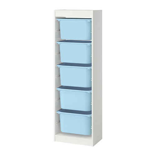 TROFAST - storage combination with boxes, white/light blue, 46x30x146 cm | IKEA Taiwan Online - PE952609_S4