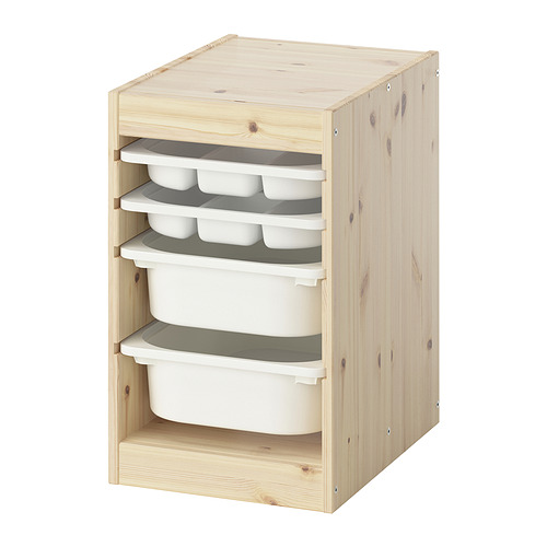 TROFAST storage combination with box/trays