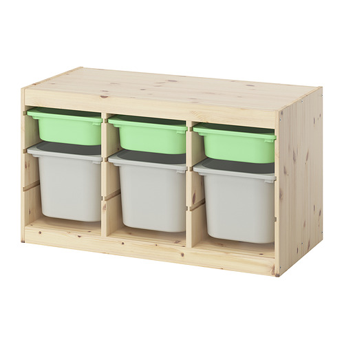 TROFAST - storage combination with boxes, light white stained pine light green/grey, 93x44x53 cm | IKEA Taiwan Online - PE952616_S4