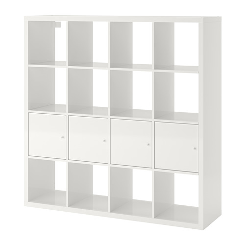 KALLAX - shelving unit with 4 inserts, high-gloss/white | IKEA Taiwan Online - PE748002_S4