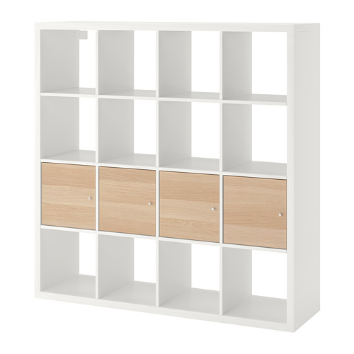 KALLAX - 層架組附4收納隔板, 白色/染白橡木紋, 147x147 公分 | IKEA 線上購物 - PE748001_S4