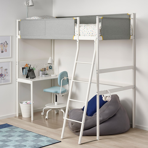 VITVAL loft bed frame with desk top